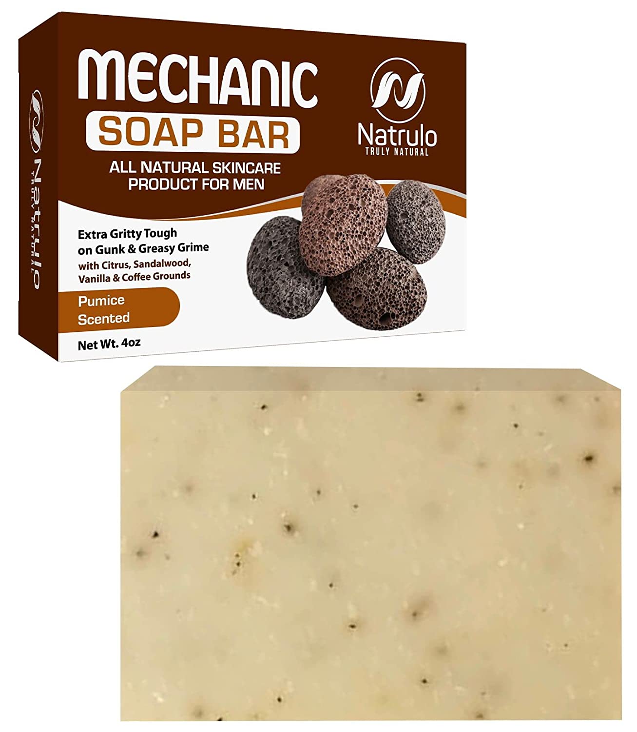 Mechanic's Cold Process Soap with Pumice and Orange Essential Oil, 4 oz /  113 g bar